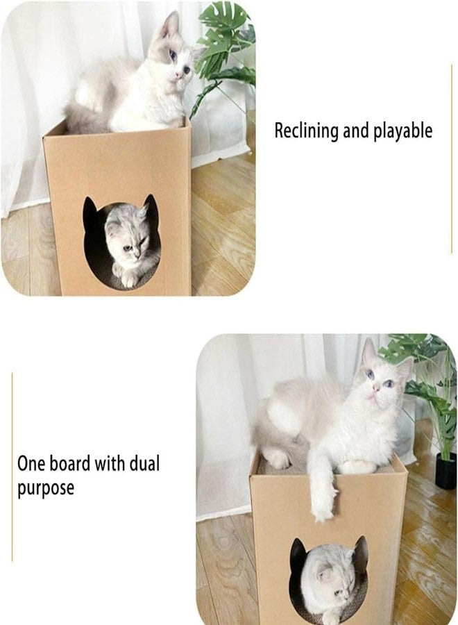 BohoBark Square Cat Cave Cardboard Cat House with Entrance and Window, Plug-in System - Image 4